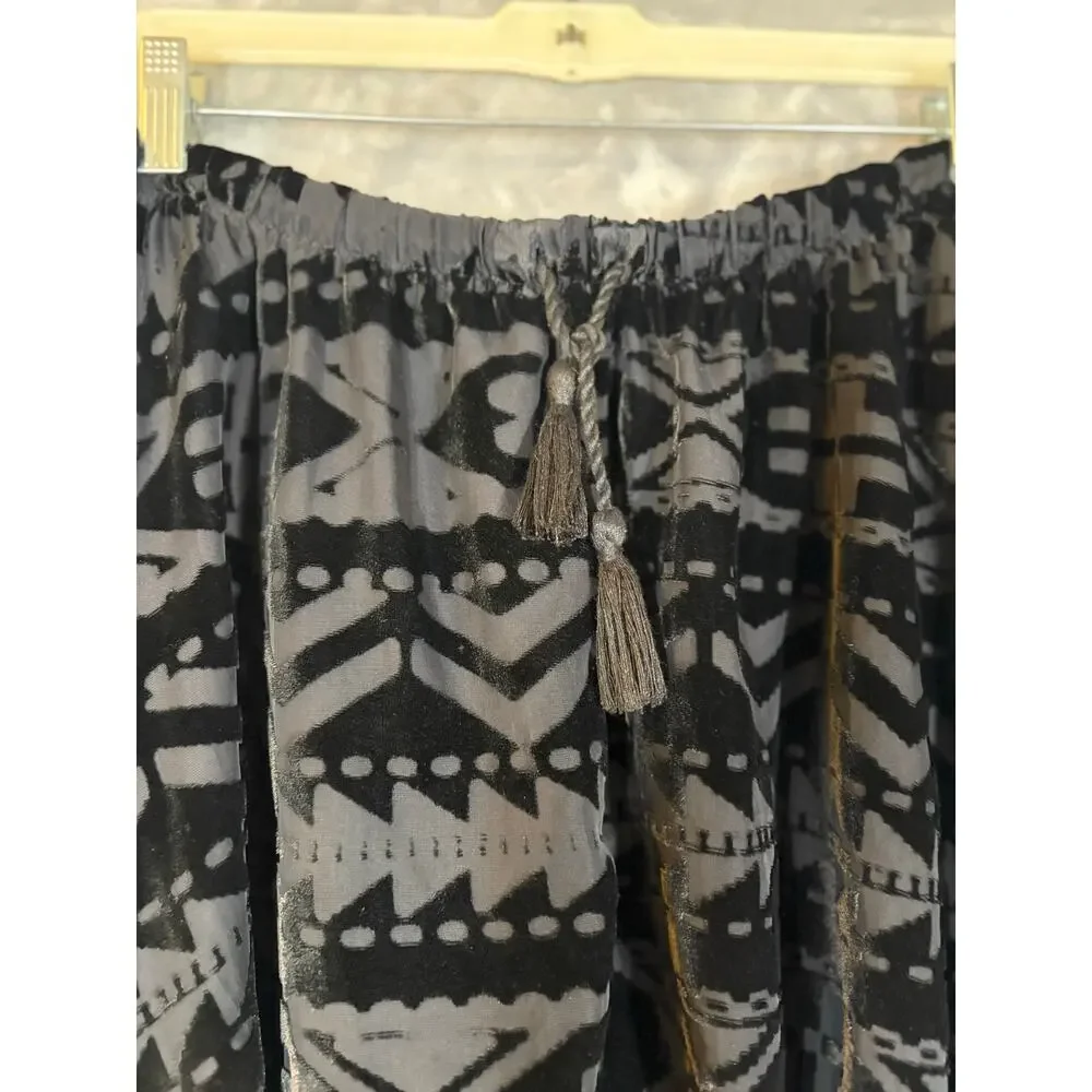 Ralph Lauren Velvet Burnout Aztec Southwest Hi-low Midi Skirt‎ XL Asymmetrical